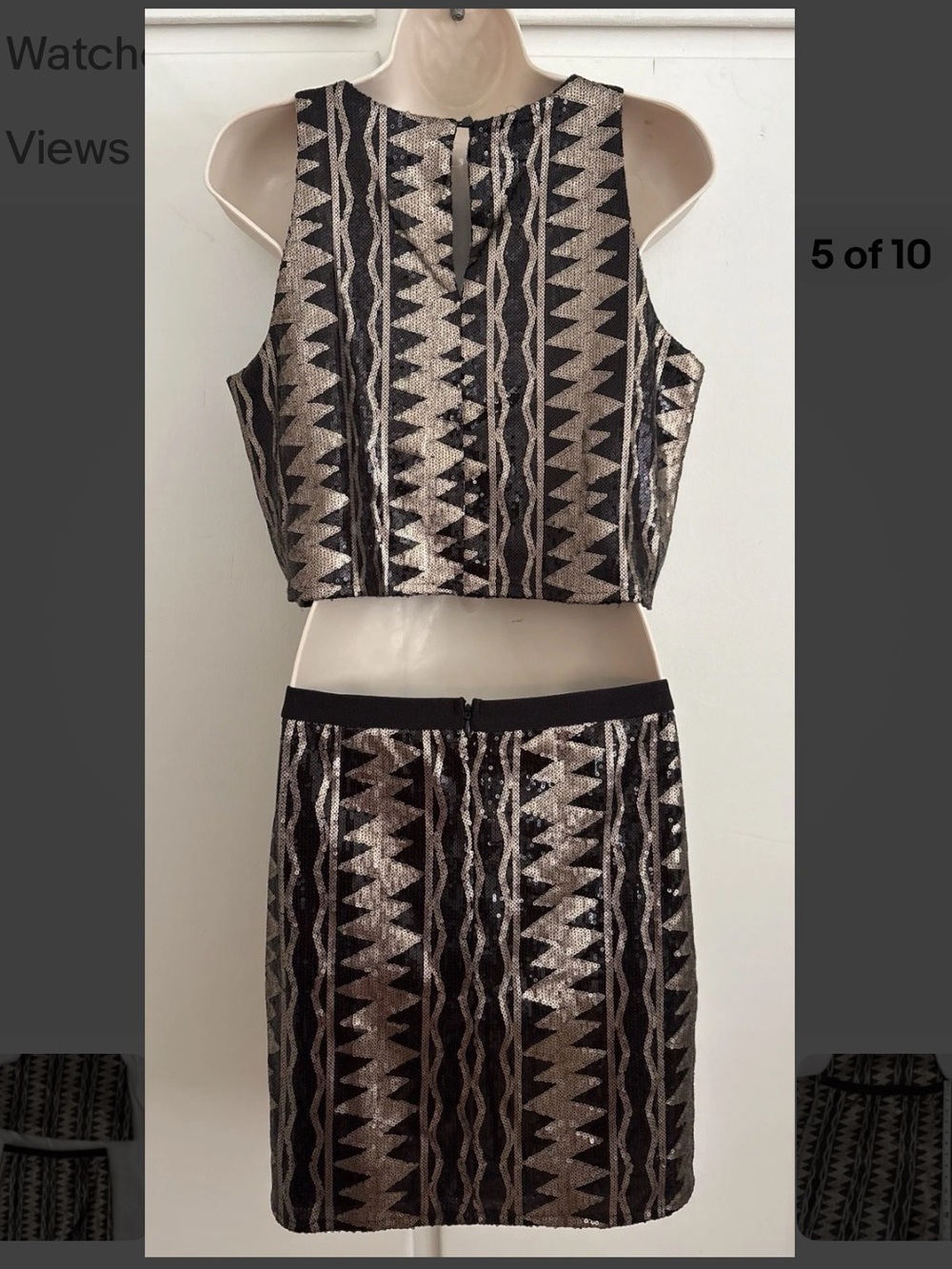 Flawless Sequined Top & Matching Skirt Set Regular Size Small Jack By BB Dakota - Picture 3 of 8